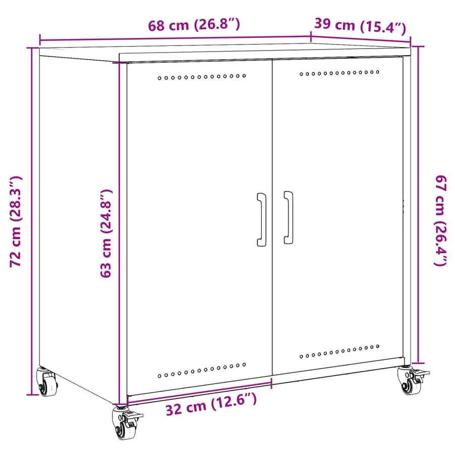 Buffet anthracite 68x39x72 cm acier - 13
