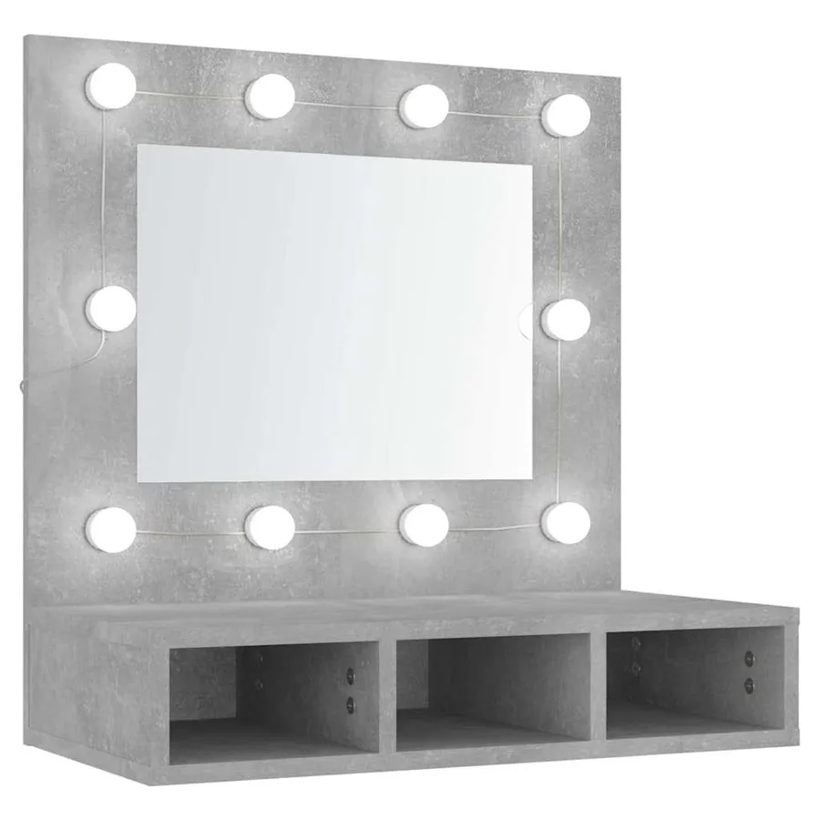 Armoire à miroir avec LED Gris béton 60x31,5x62 cm - 2