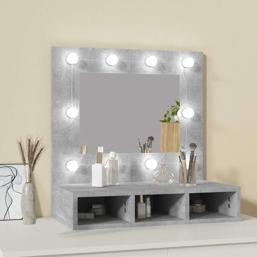 Armoire à miroir avec LED Gris béton 60x31,5x62 cm - 3