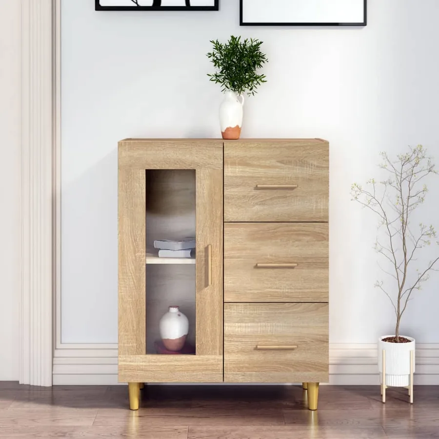 Buffet chêne sonoma 69,5x34x90 cm bois d'ingénierie
