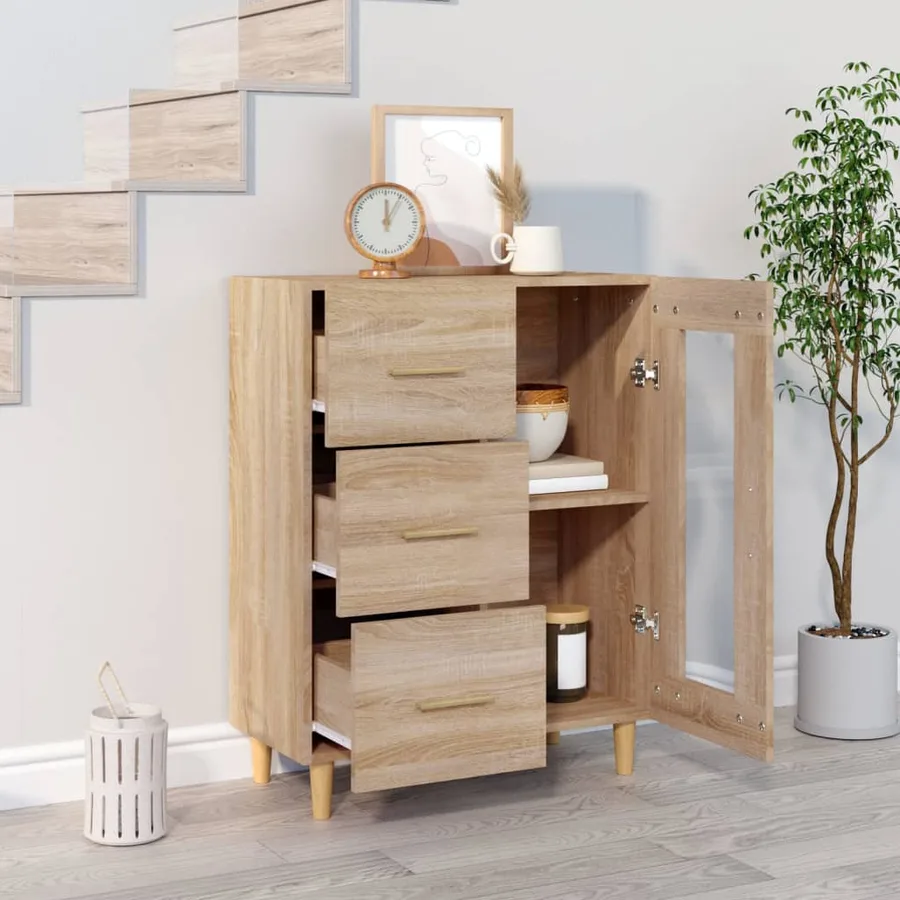 Buffet chêne sonoma 69,5x34x90 cm bois d'ingénierie - 3