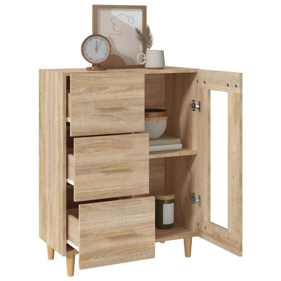 Buffet chêne sonoma 69,5x34x90 cm bois d'ingénierie - 5