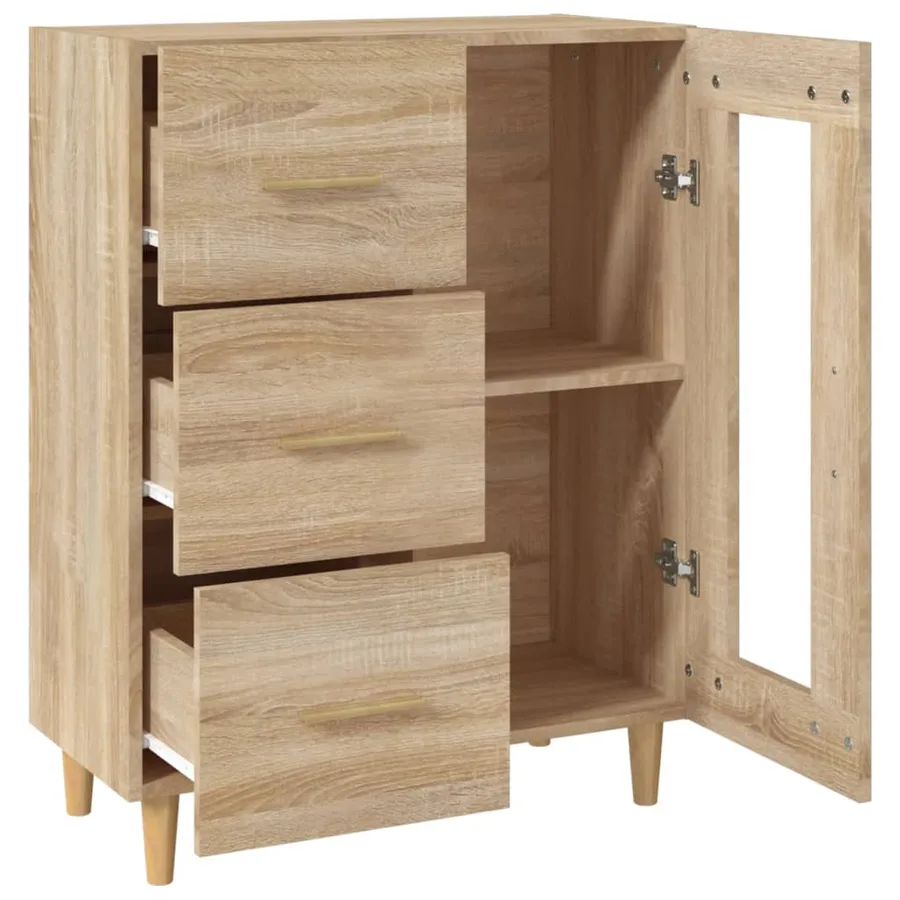 Buffet chêne sonoma 69,5x34x90 cm bois d'ingénierie - 8