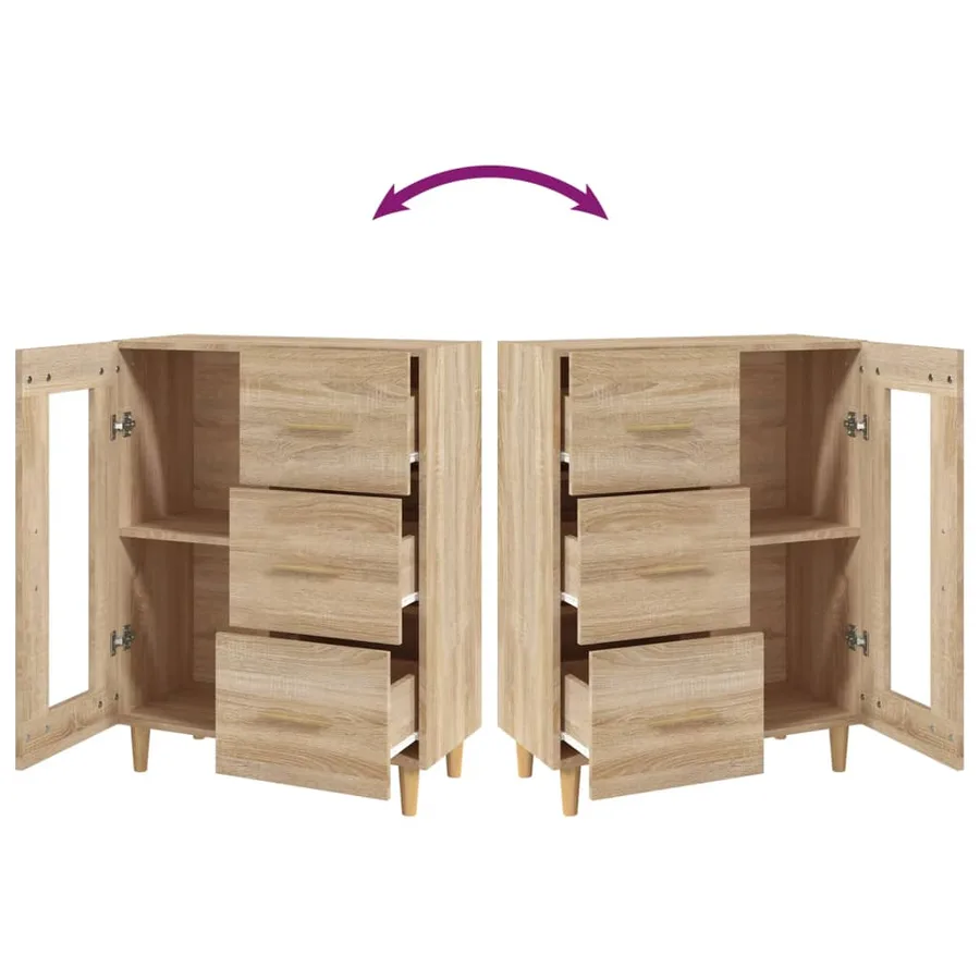 Buffet chêne sonoma 69,5x34x90 cm bois d'ingénierie - 9