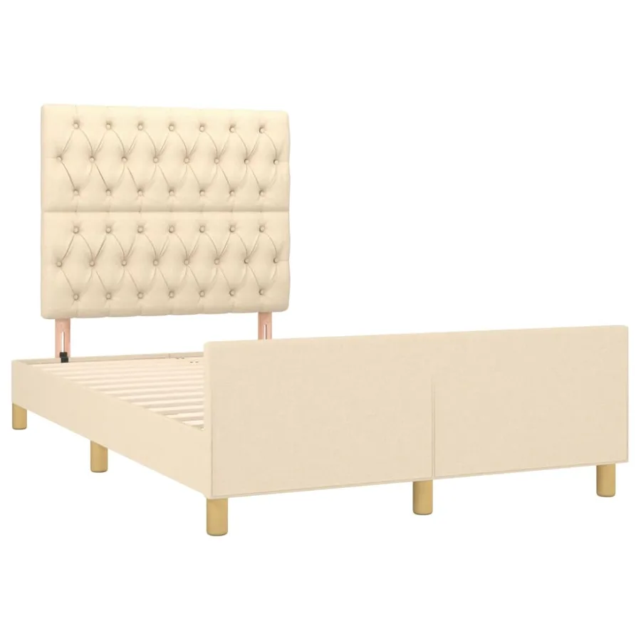 Cadre de lit sans matelas crème 120x200 cm tissu - 4