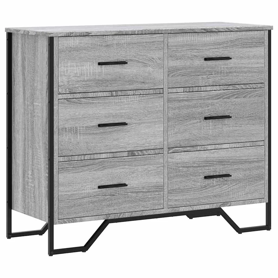 Commode sonoma gris 91x35,5x74,5 cm bois d'ingénierie - 2