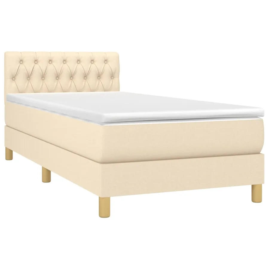 Sommier à lattes de lit avec matelas LED Crème 100x200 cm Tissu - 3