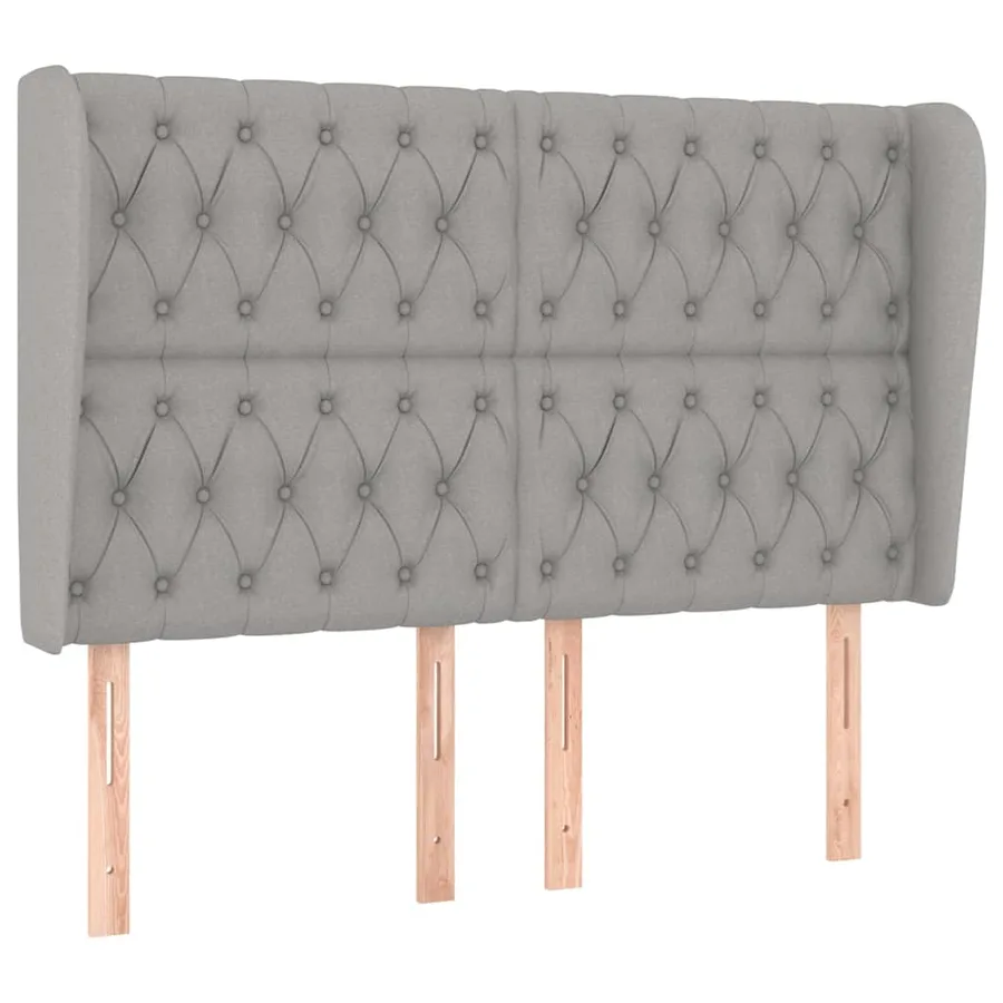 Tête de lit avec oreilles Gris clair 147x23x118/128 cm Tissu - 2