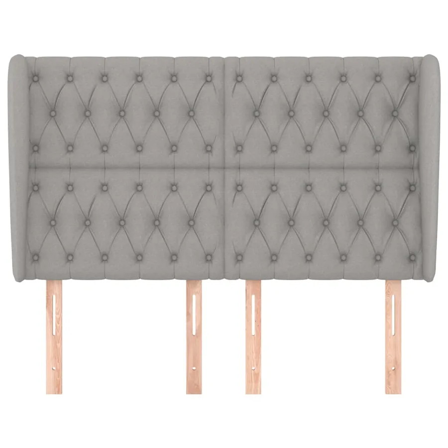 Tête de lit avec oreilles Gris clair 147x23x118/128 cm Tissu - 3