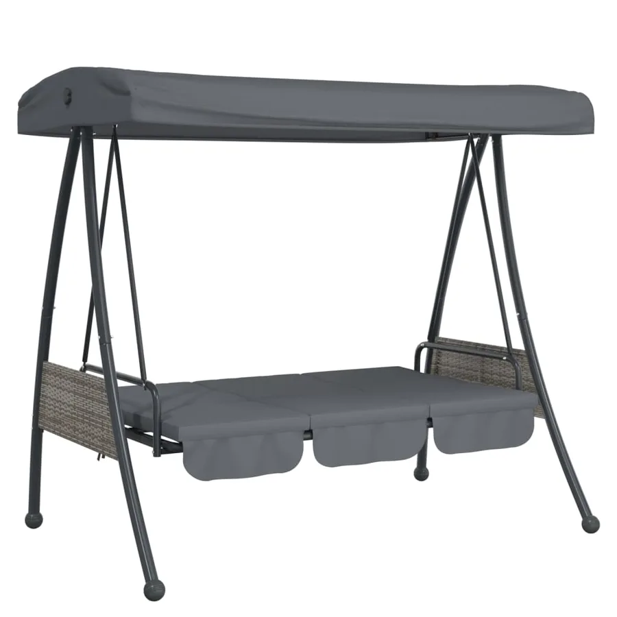 Balancelle de jardin avec auvent réglable gris foncé acier - 4