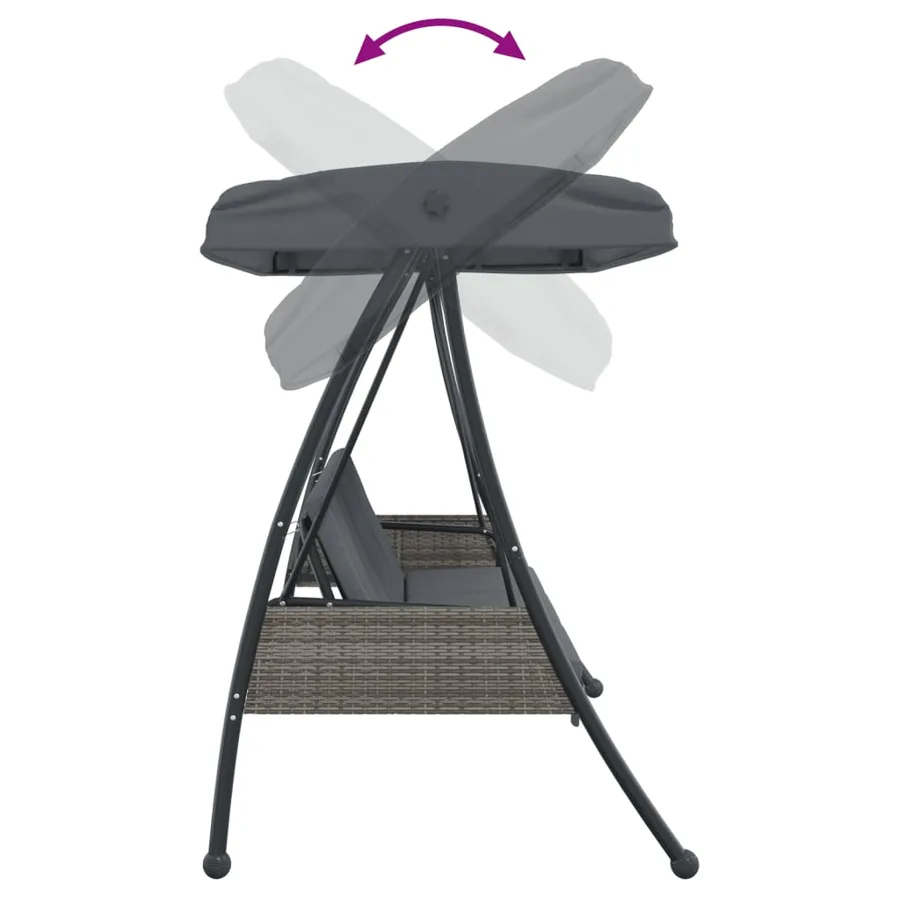 Balancelle de jardin avec auvent réglable gris foncé acier - 8