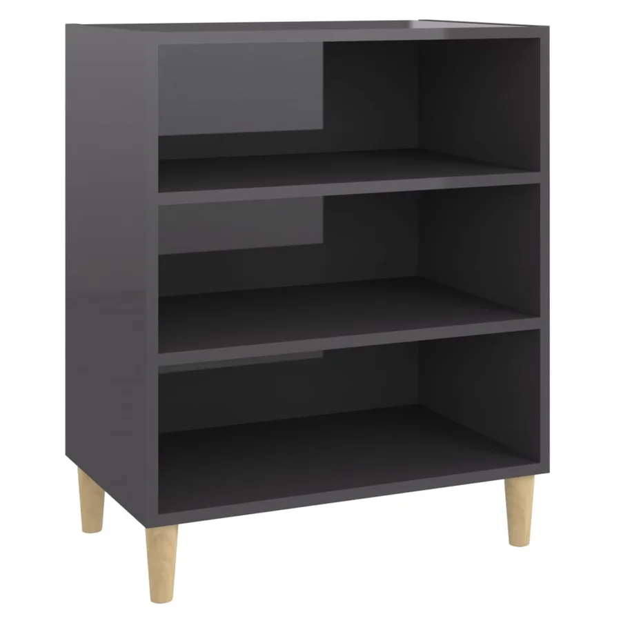 Buffet gris brillant 57x35x70 cm bois d'ingénierie - 2