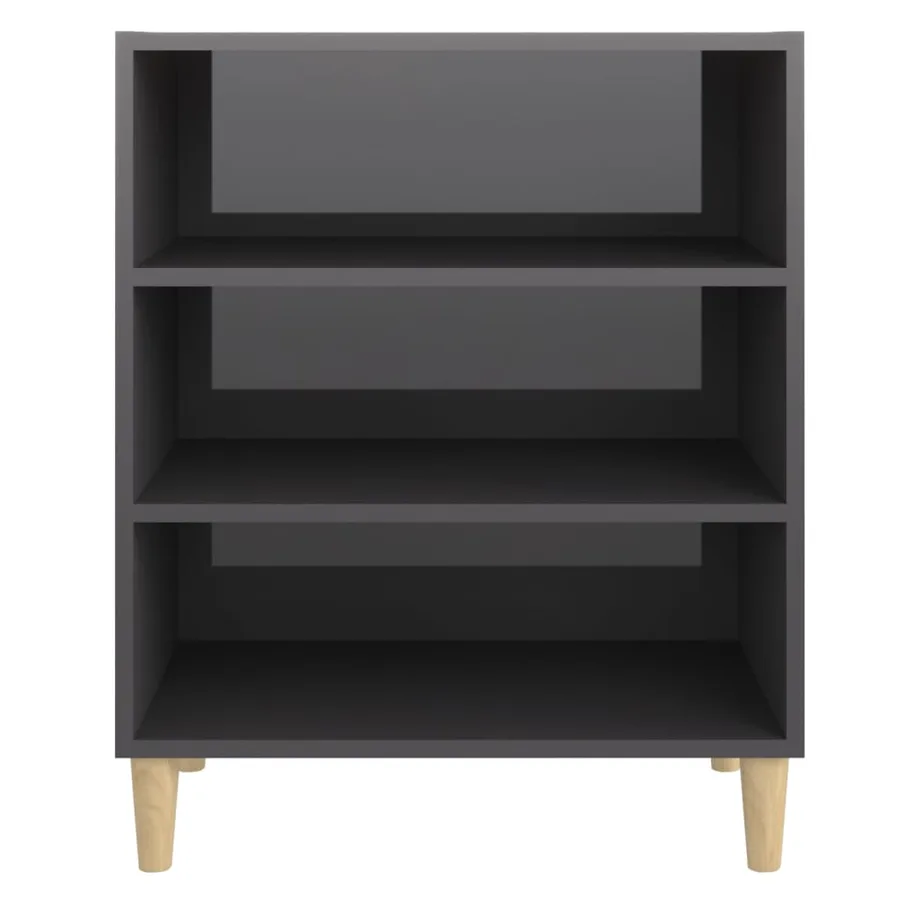 Buffet gris brillant 57x35x70 cm bois d'ingénierie - 4