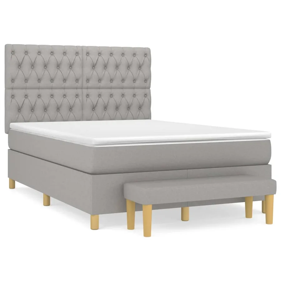 Sommier à lattes de lit avec matelas Gris clair 140x190cm Tissu - 2