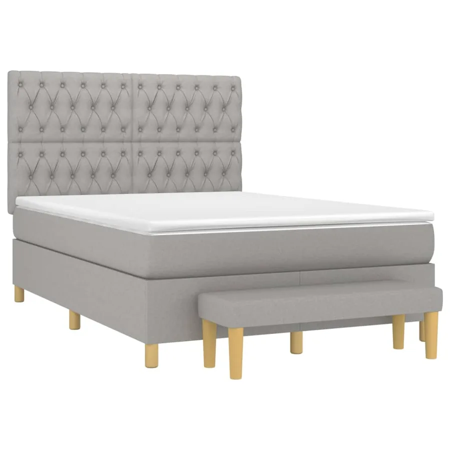 Sommier à lattes de lit avec matelas Gris clair 140x190cm Tissu - 3
