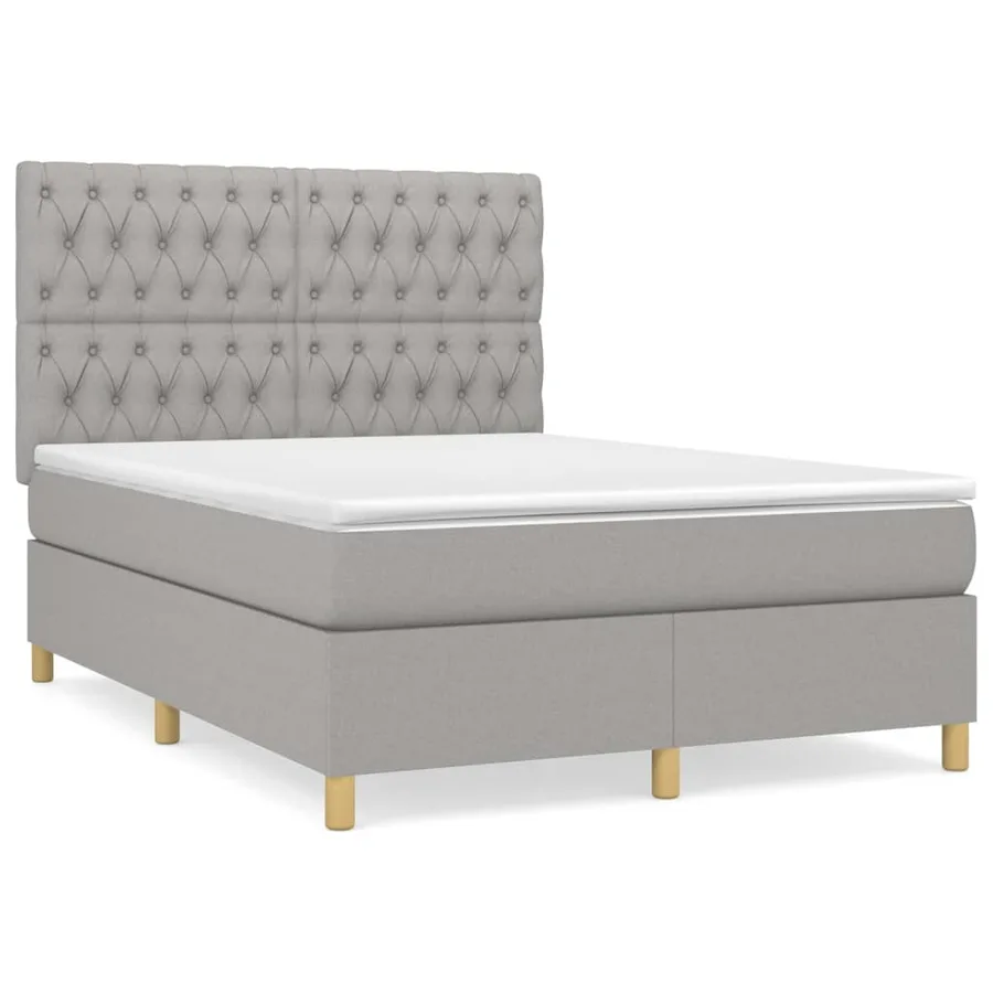 Sommier à lattes de lit avec matelas Gris clair 140x200cm Tissu - 2