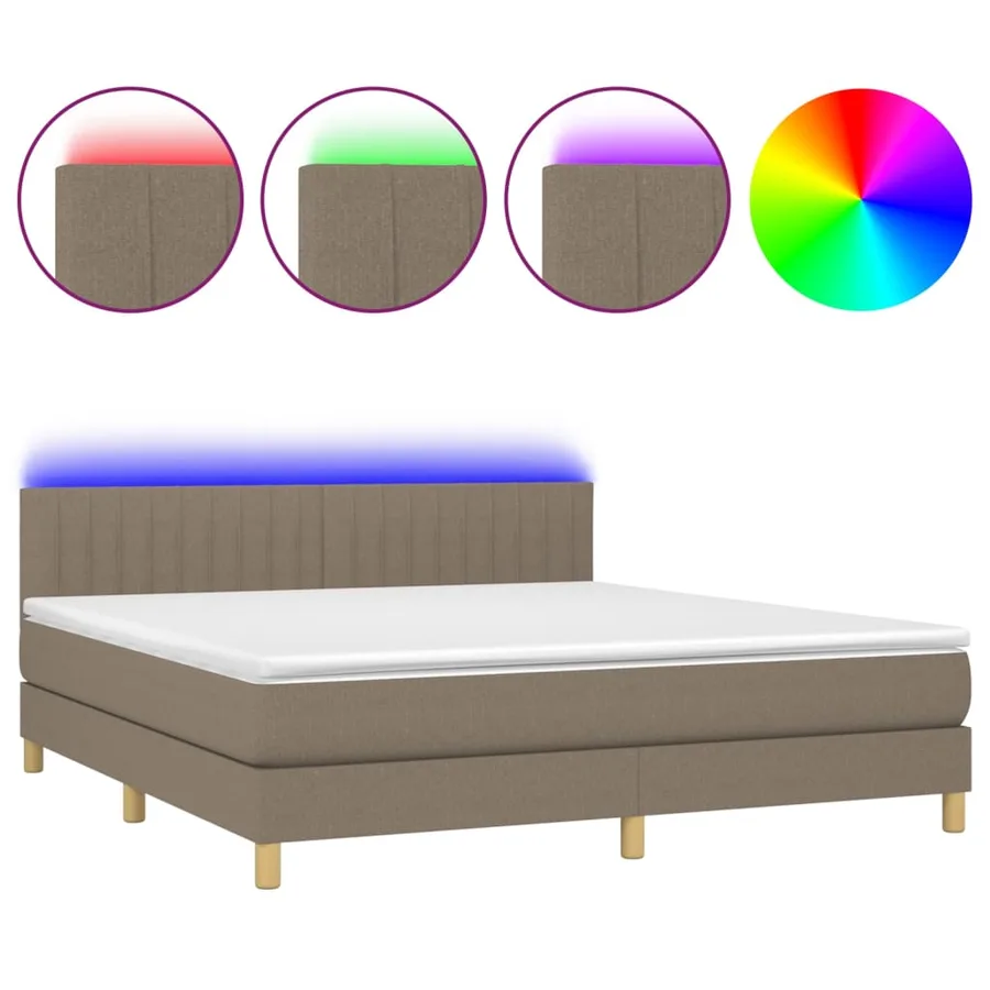 Sommier à lattes de lit avec matelas LED Taupe 180x200 cm Tissu - 2