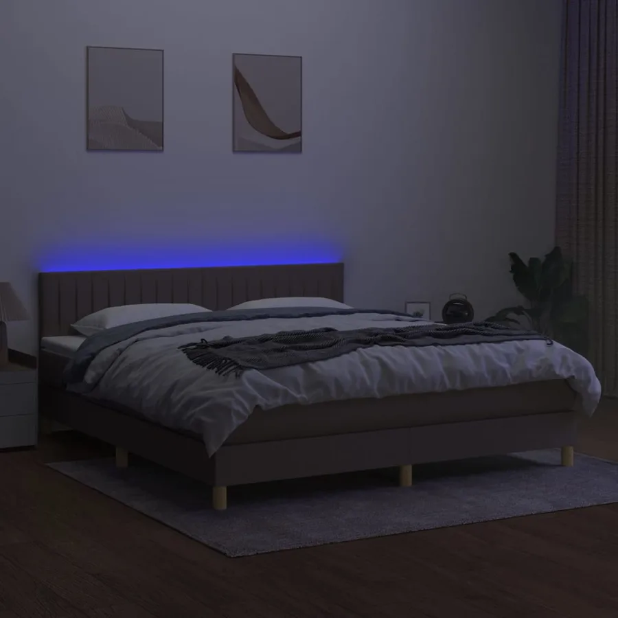 Sommier à lattes de lit avec matelas LED Taupe 180x200 cm Tissu - 3