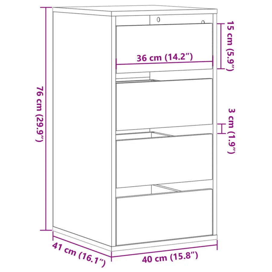 Commode d'angle chêne artisanal 40x41x76 cm bois d'ingénierie - 10