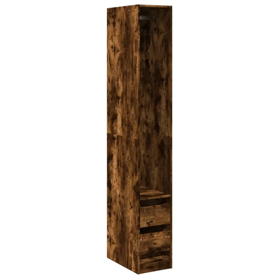 Garde-robe chêne fumé 30x50x200 cm bois d'ingénierie - 2