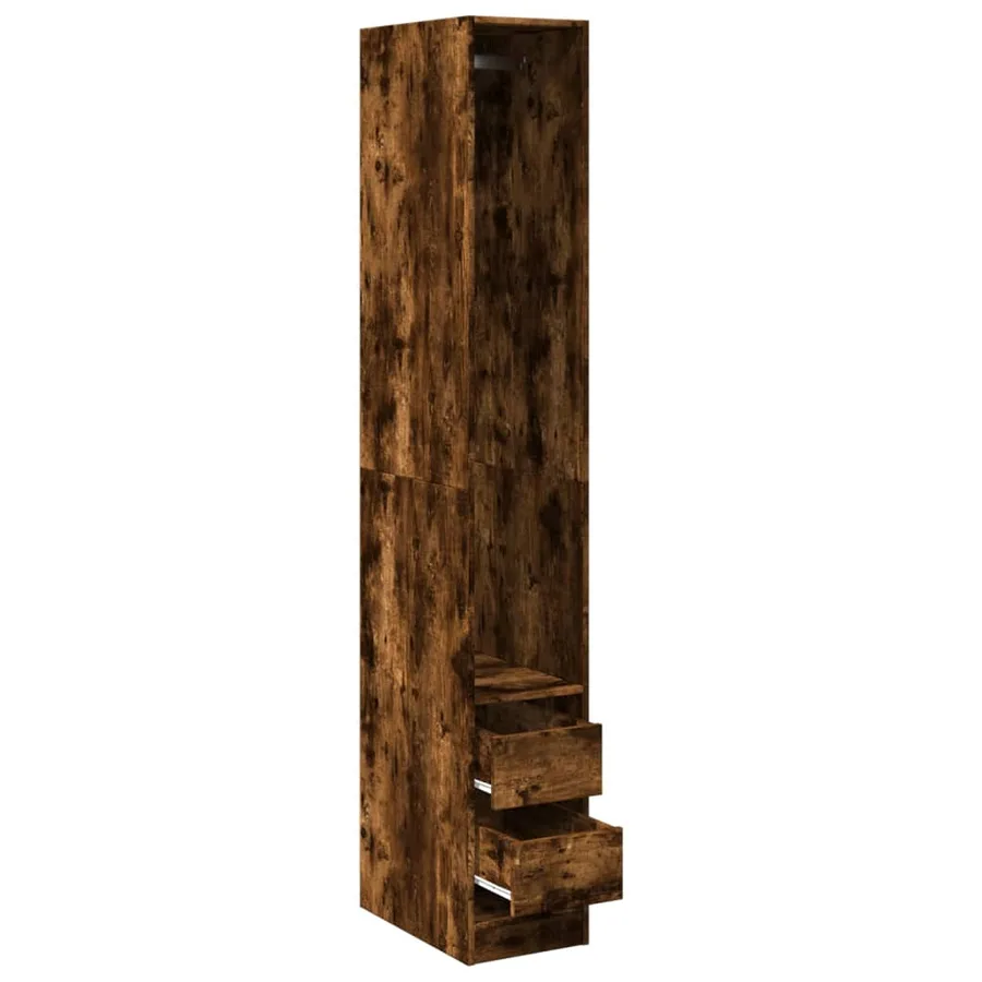 Garde-robe chêne fumé 30x50x200 cm bois d'ingénierie - 5