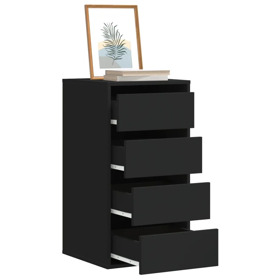 Commode d'angle noir 40x41x76 cm bois d'ingénierie