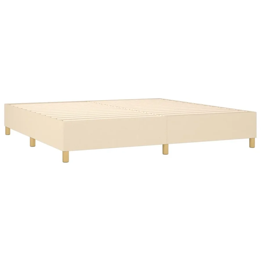 Sommier à lattes de lit matelas et LED Crème 200x200 cm Tissu - 5