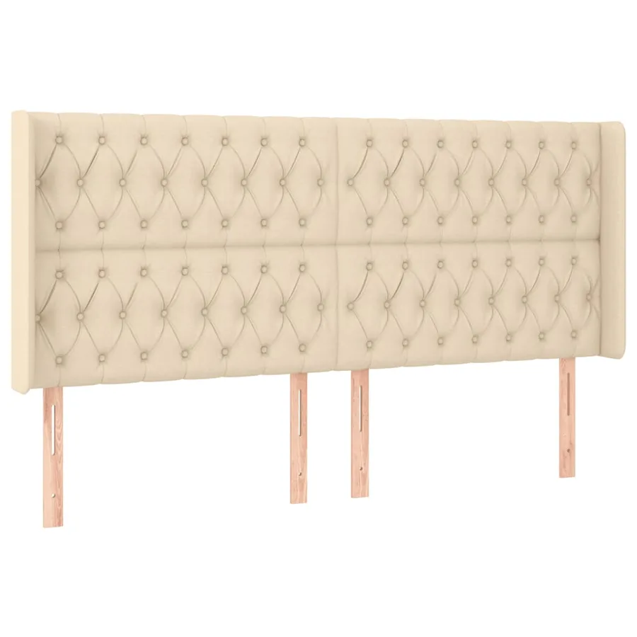 Sommier à lattes de lit matelas et LED Crème 200x200 cm Tissu - 7