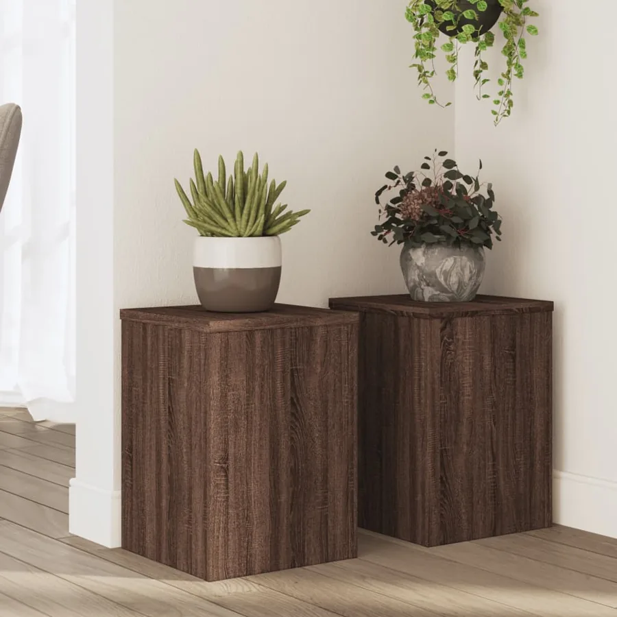 Supports pour plantes 2 pcs chêne marron bois d'ingénierie