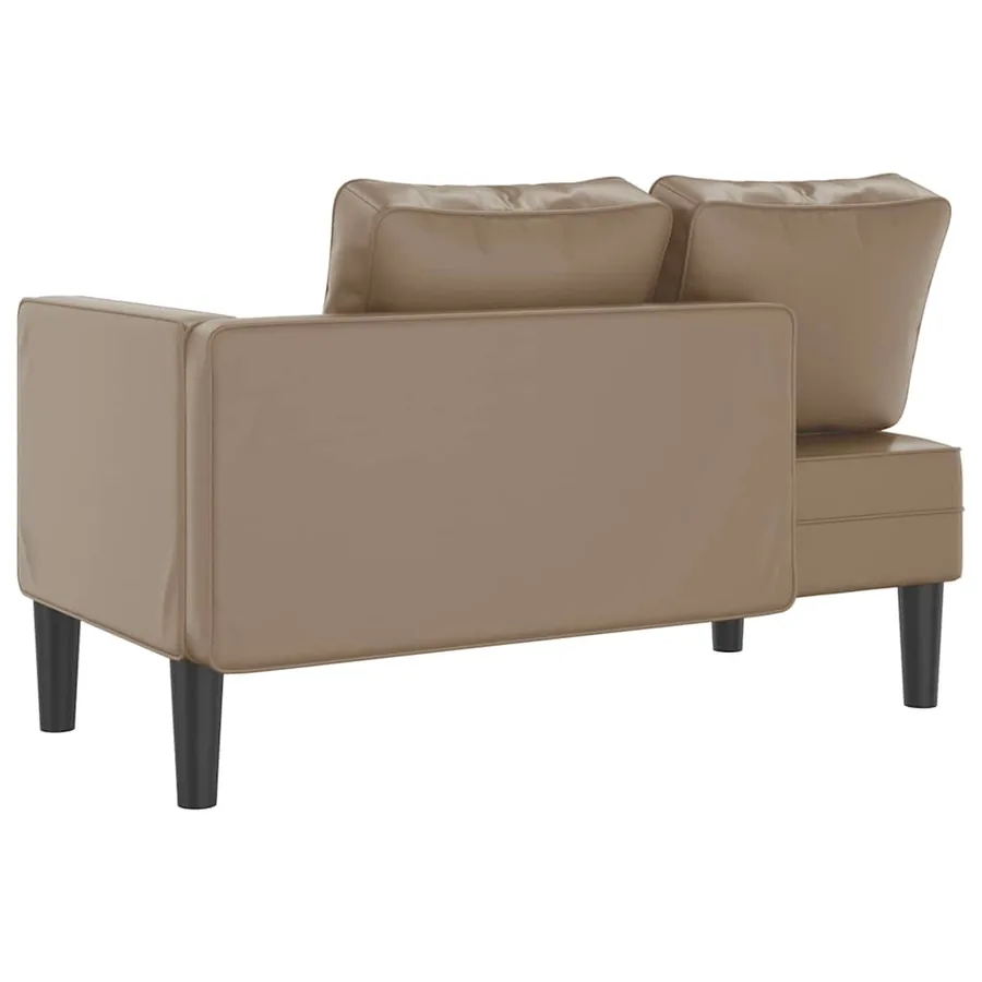 Chaise longue avec coussins cappuccino similicuir - 5