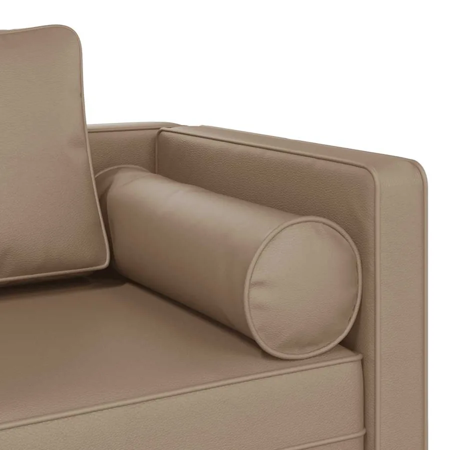 Chaise longue avec coussins cappuccino similicuir - 6