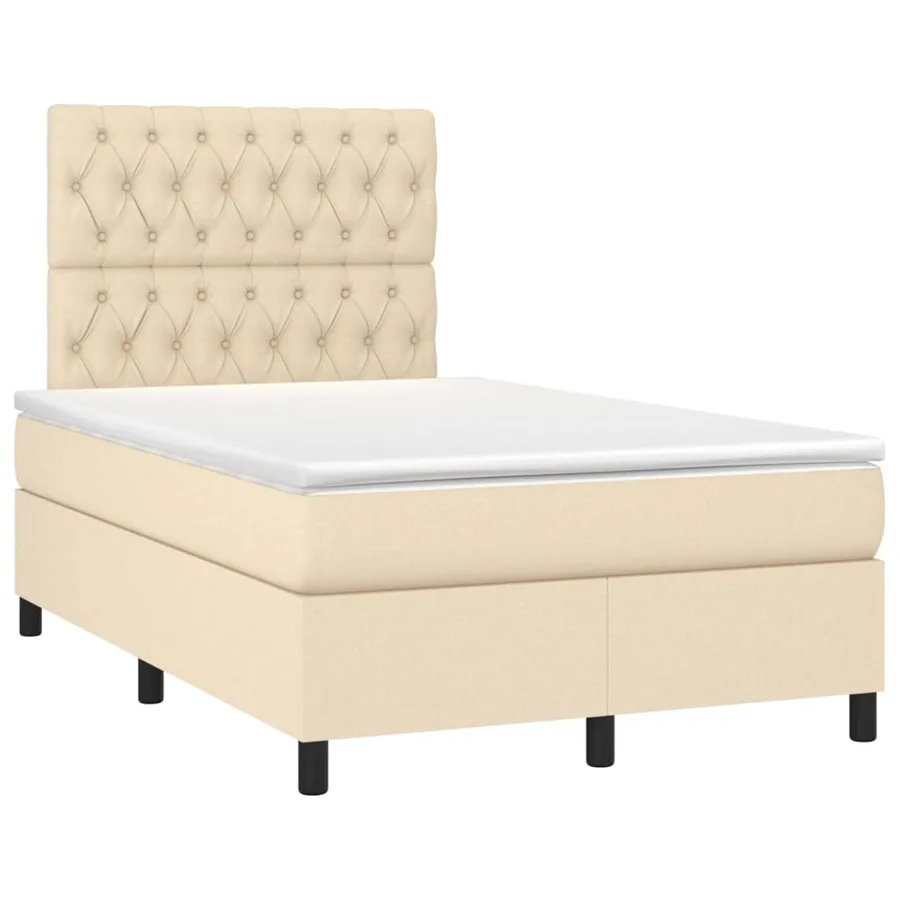 Sommier à lattes de lit et matelas et LED Crème 120x200cm Tissu - 3
