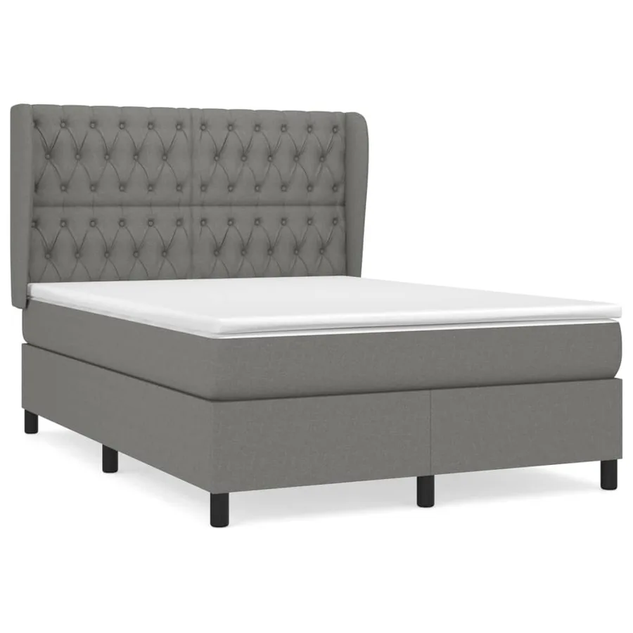 Sommier à lattes de lit avec matelas Gris foncé 140x200cm Tissu - 2