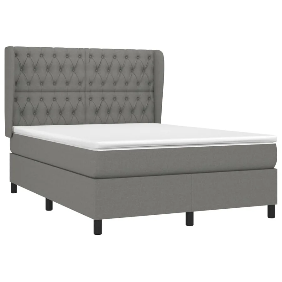 Sommier à lattes de lit avec matelas Gris foncé 140x200cm Tissu - 3