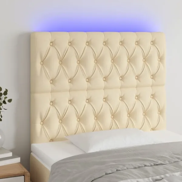 Tête de lit à LED Crème 100x7x118/128 cm Tissu
