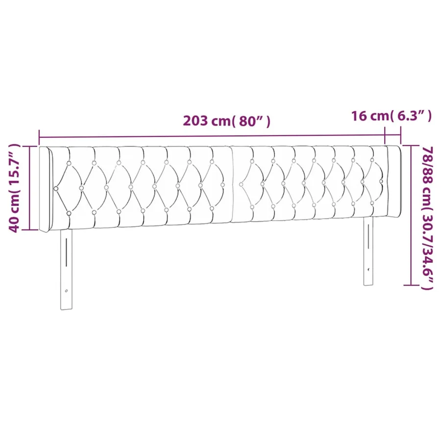 Tête de lit avec oreilles Crème 203x16x78/88 cm Tissu - 9
