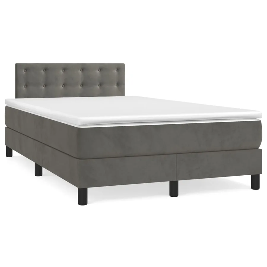 Sommier à lattes de lit et matelas Gris foncé 120x200cm Velours - 2