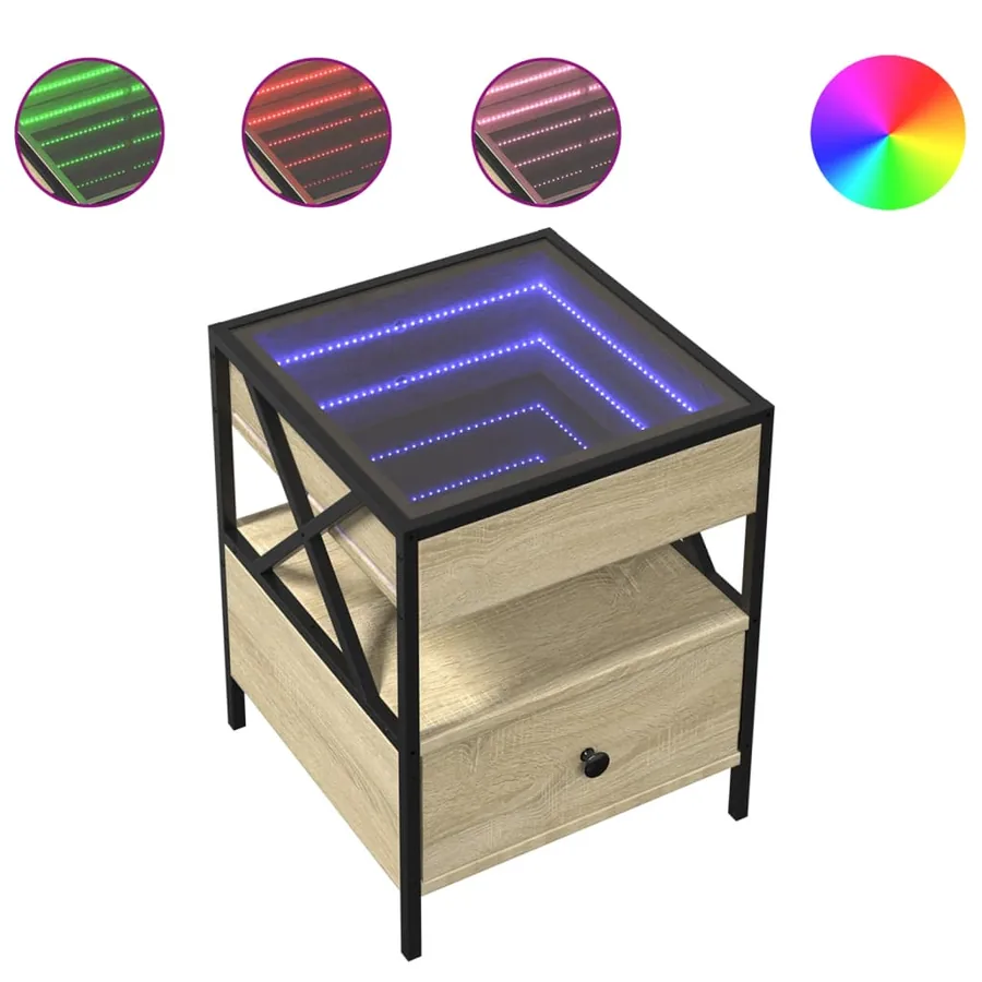 Table de chevet avec LED infini chêne sonoma 40x40x51 cm - 2