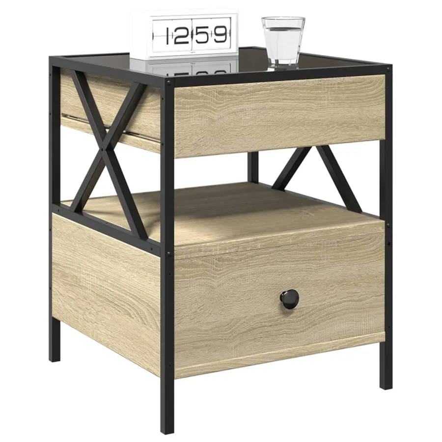 Table de chevet avec LED infini chêne sonoma 40x40x51 cm - 5