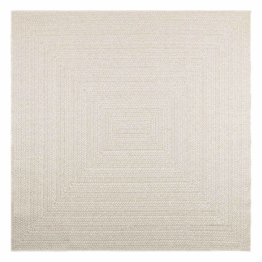 Tapis ZIZUR crème 200x200 cm aspect de jute intérieur extérieur - 3