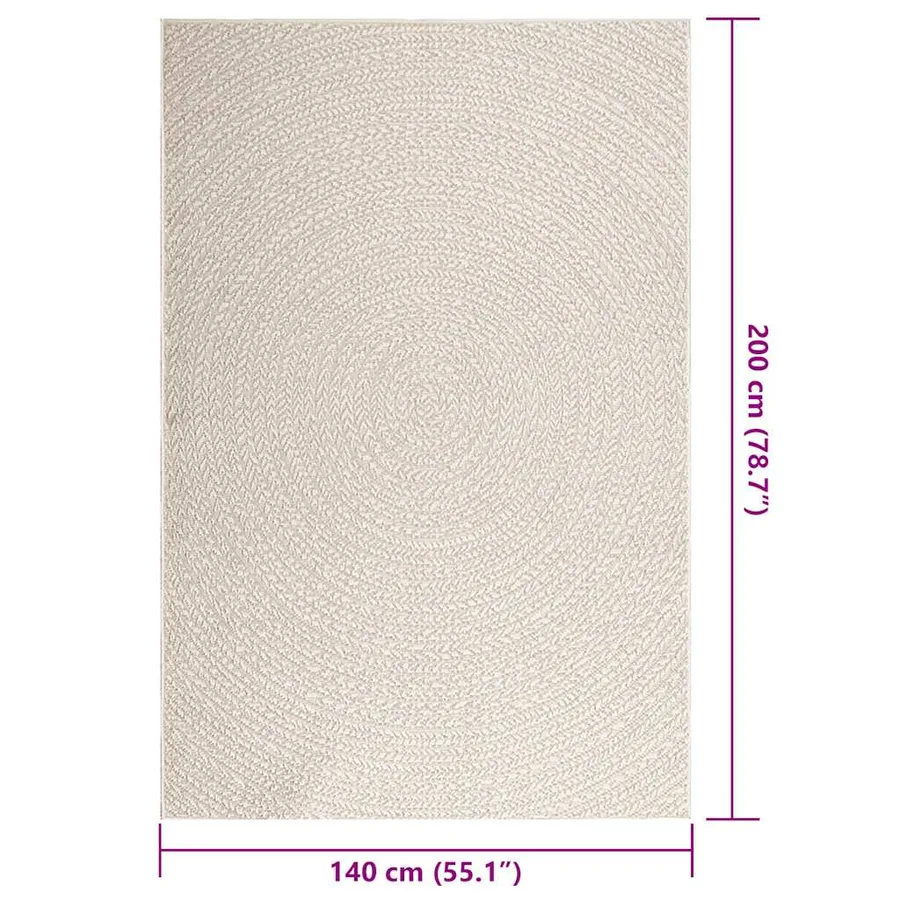 Tapis ZIZUR crème 140x200 cm aspect de jute intérieur extérieur - 9