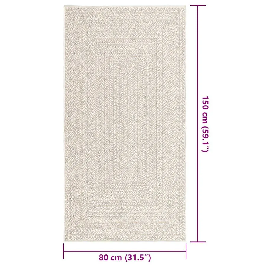 Tapis ZIZUR crème 80x150 cm aspect de jute intérieur extérieur - 9