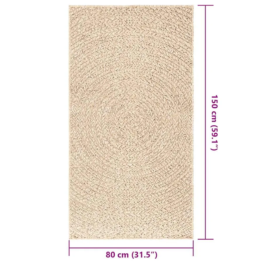 Tapis ZIZUR beige 80x150 cm aspect de jute intérieur extérieur - 8