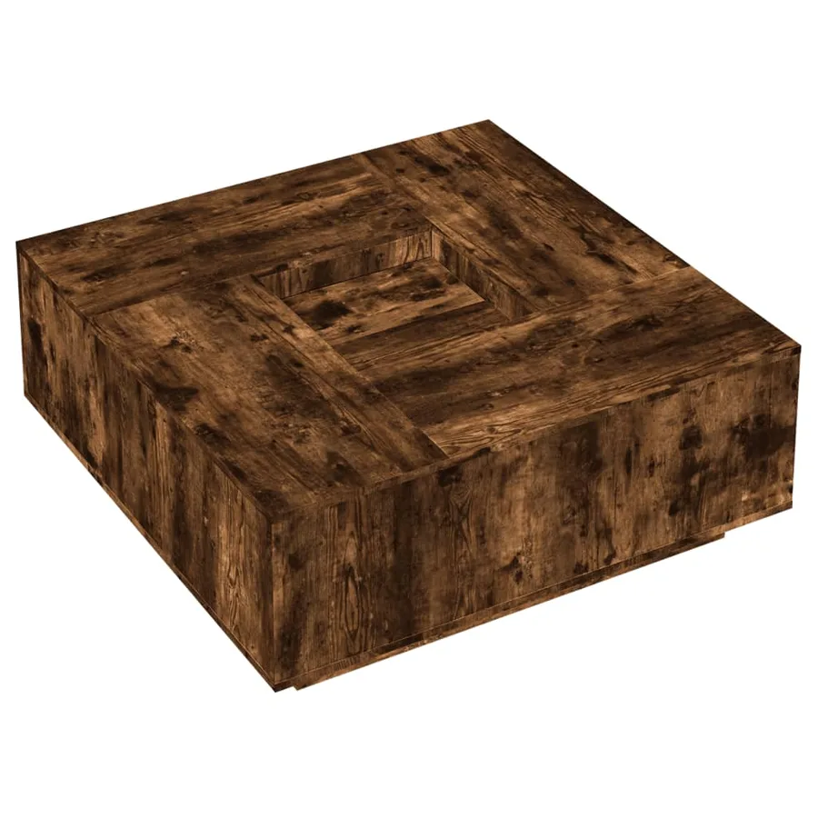 Table basse chêne fumé 100x100x40 cm bois d'ingénierie - 4
