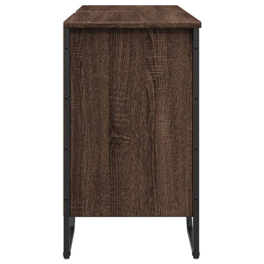 Armoire lavabo de salle de bain chêne marron 91x35x60 cm - 5
