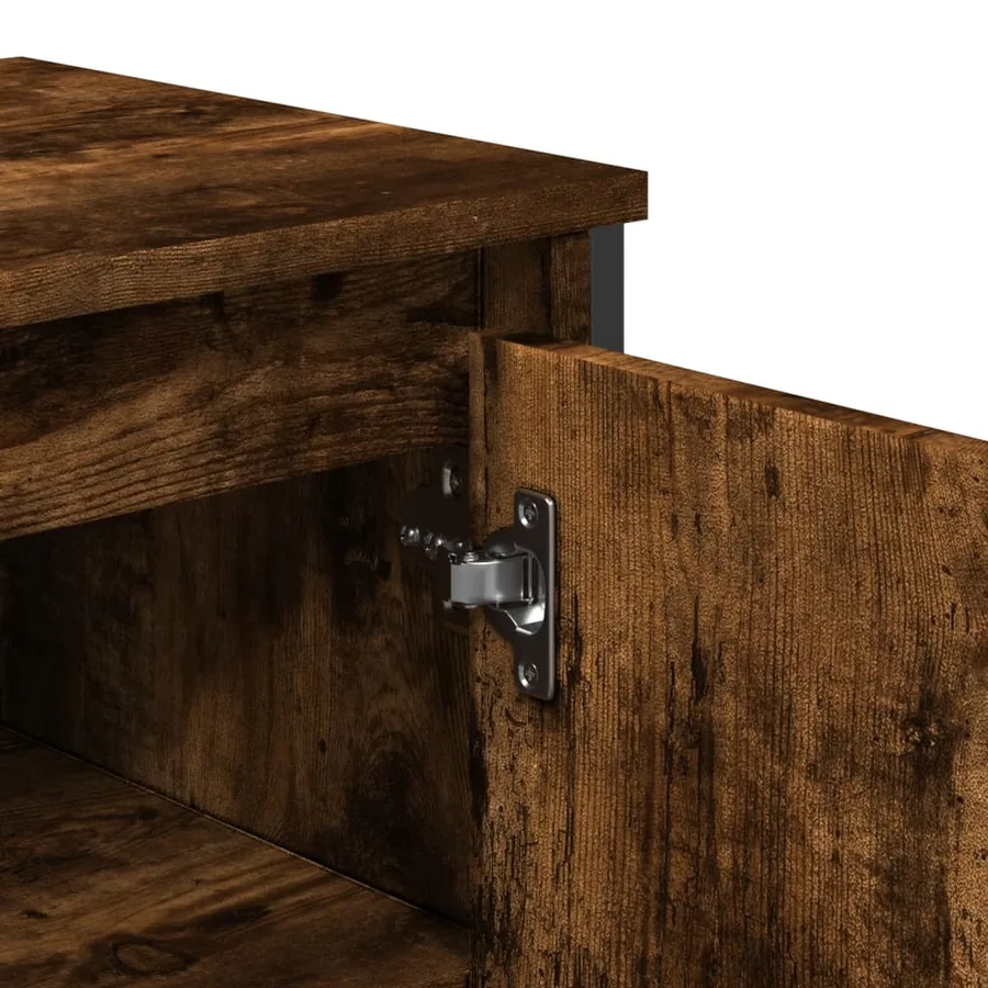 Armoire lavabo de salle de bain chêne fumé 91x35x60 cm - 7