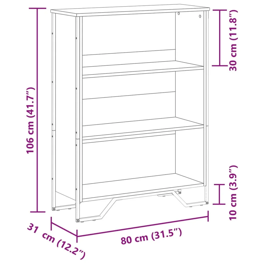 Bibliothèque chêne marron 80x31x106 cm bois d'ingénierie - 9