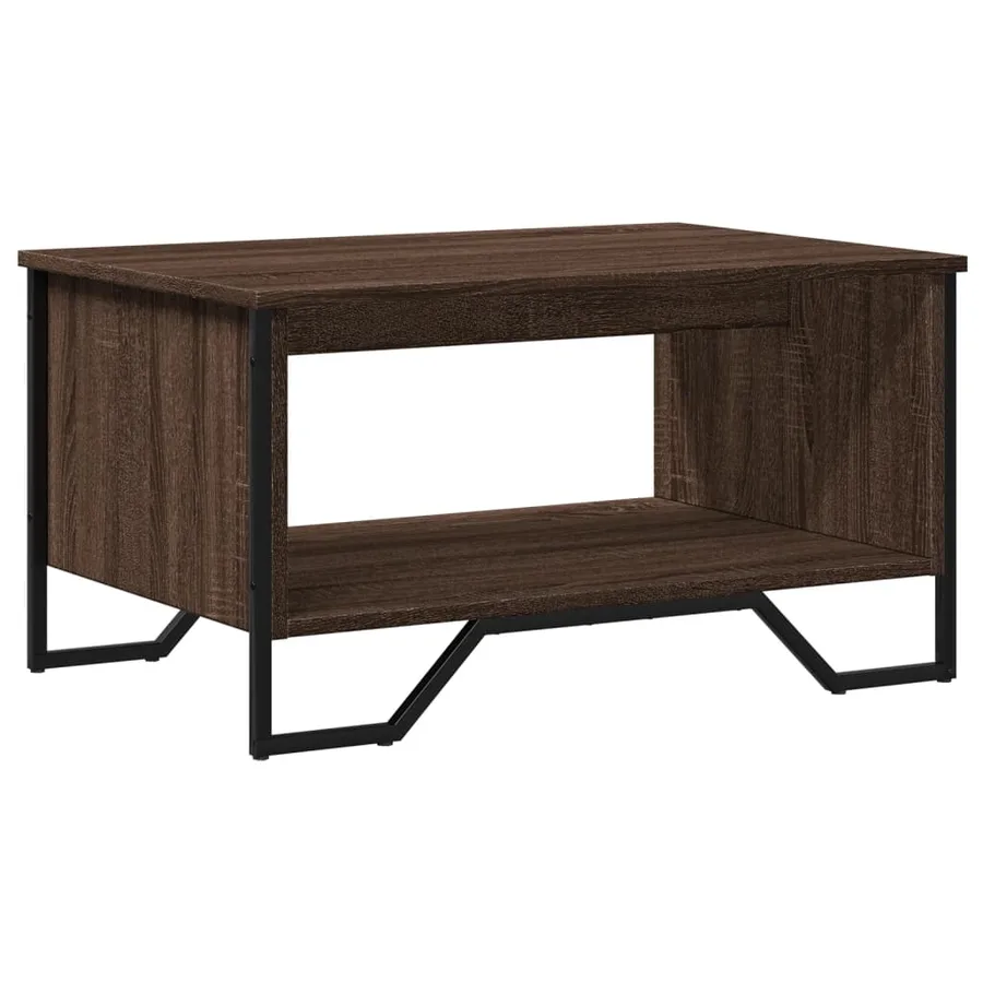 Table basse chêne marron 75x51x40 cm bois d'ingénierie - 2