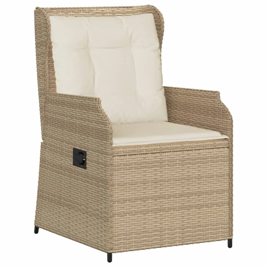 Chaises inclinables de jardin lot de 2 et coussins beige rotin - 4