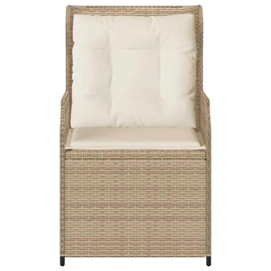 Chaises inclinables de jardin lot de 2 et coussins beige rotin - 5